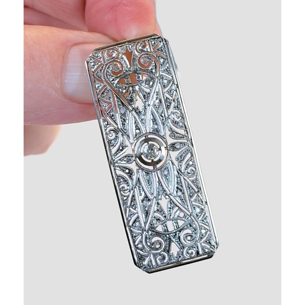 Diamond Pendant, Pendant, Art Deco, Antique, Gold, Filagree, 1920s, Vintage